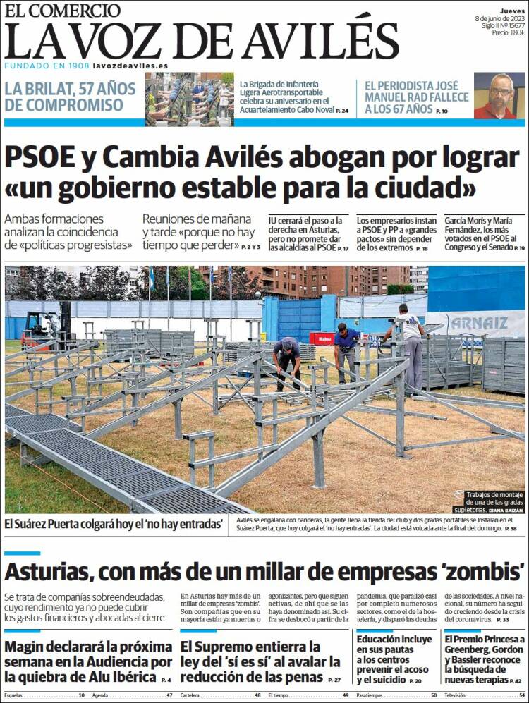 Portada de El Comercio - Avilés (España)