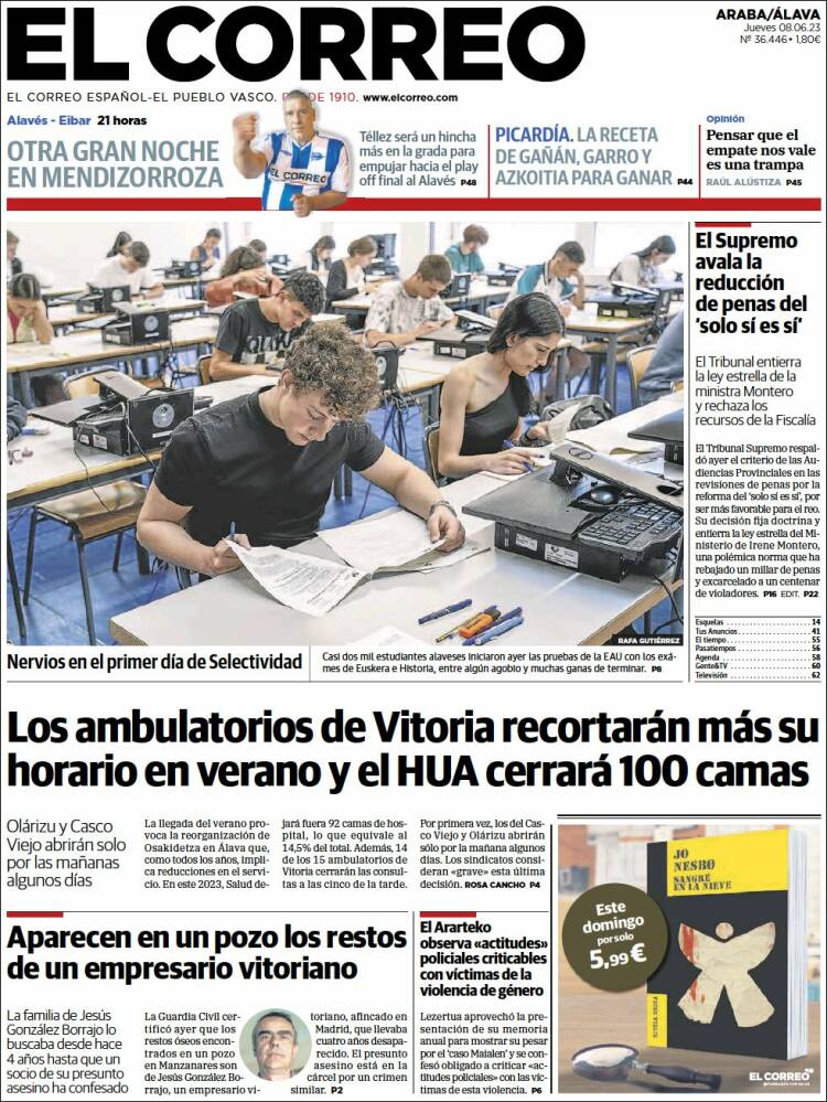 Portada de El Correo - Álava (España)