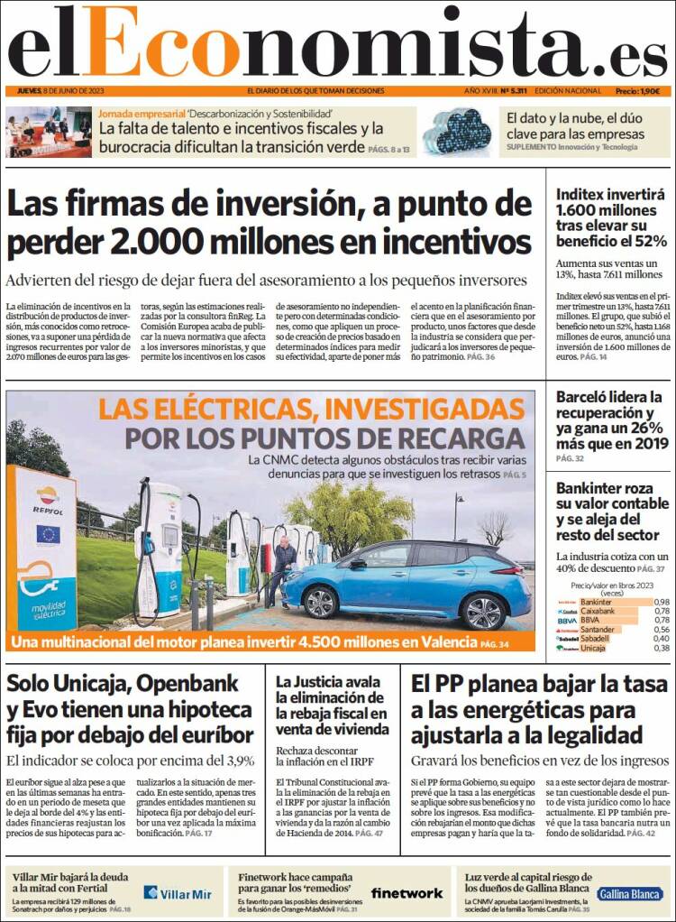 Portada de El Economista (España)