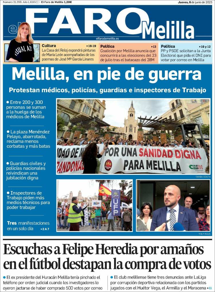 Portada de El Faro de Melilla (España)