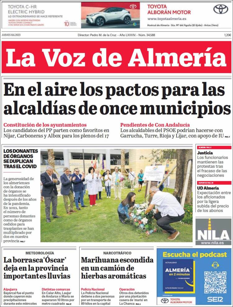 Portada de La Voz de Almería (España)