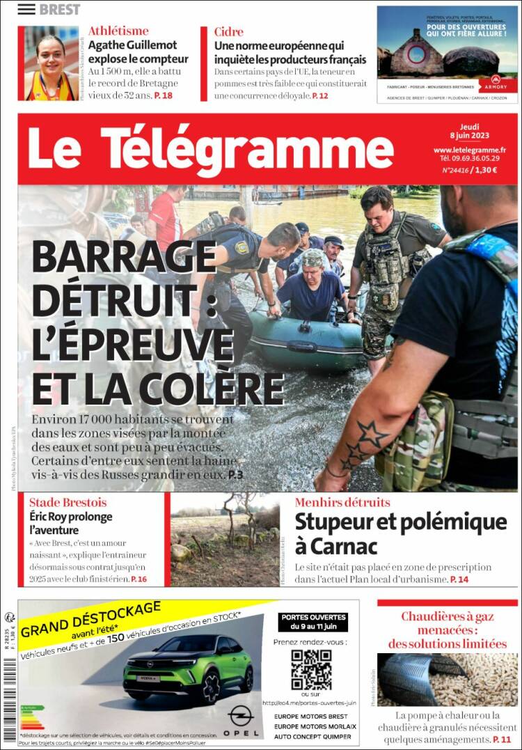 Portada de Télégramme (Francia)