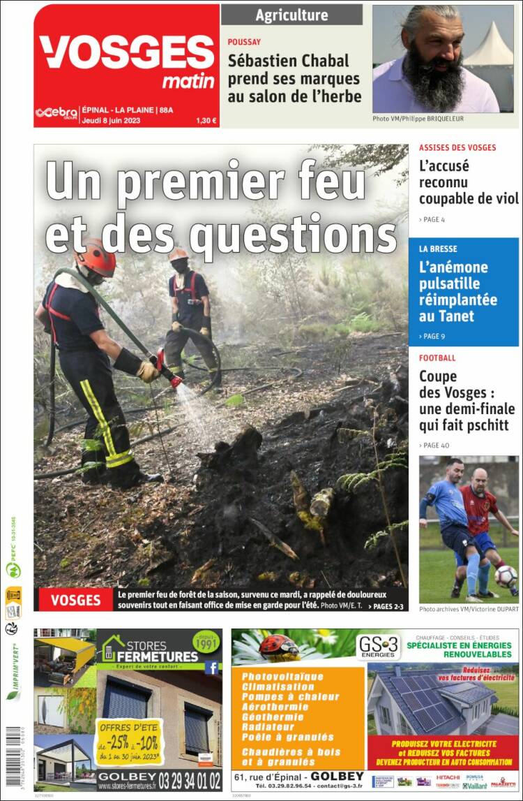 Portada de Vosges Matin (Francia)