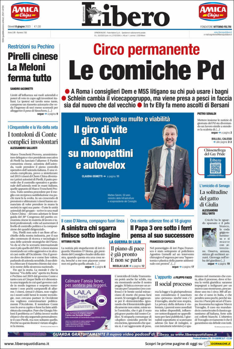 Portada de Libero (Italia)