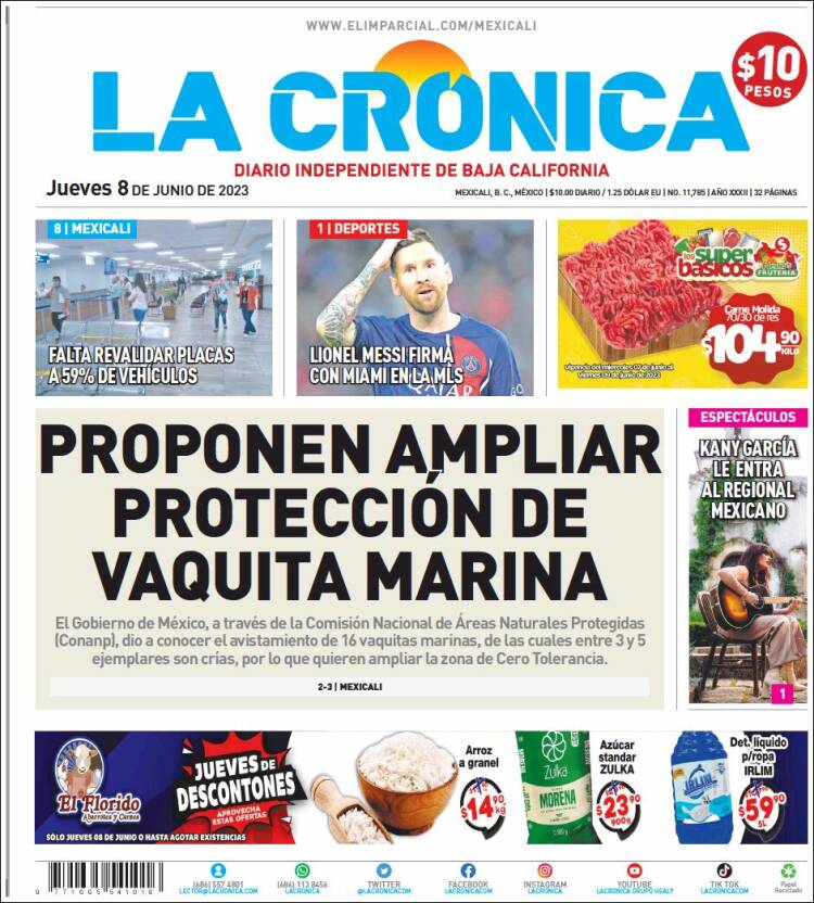 Portada de La Crónica de Baja California (México)