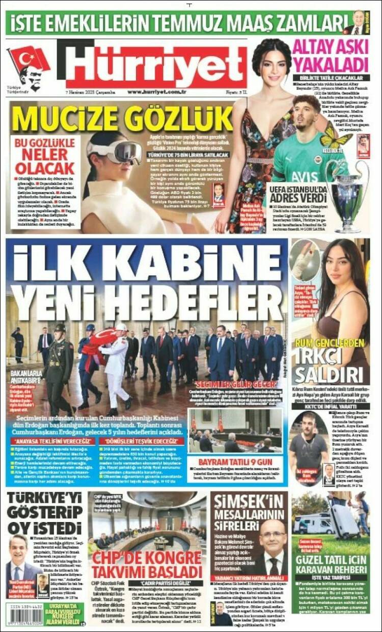 Portada de Hürriyet (Turqu&iacute;a)