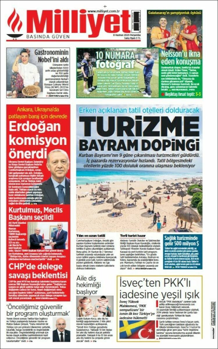 Portada de Milliyet (Turquie)