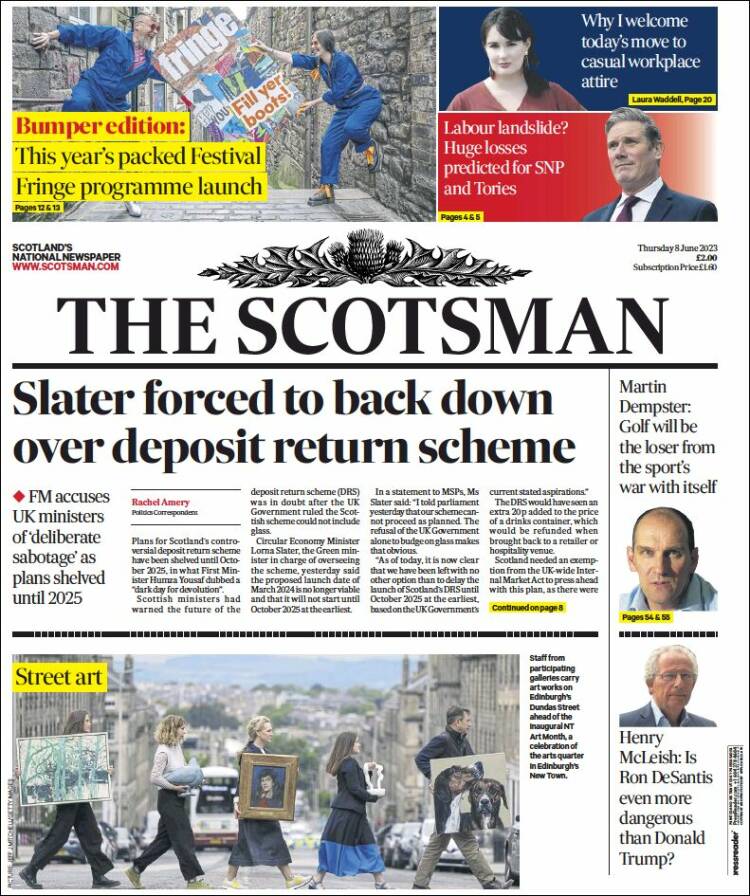 Portada de The Scotsman (Reino Unido)