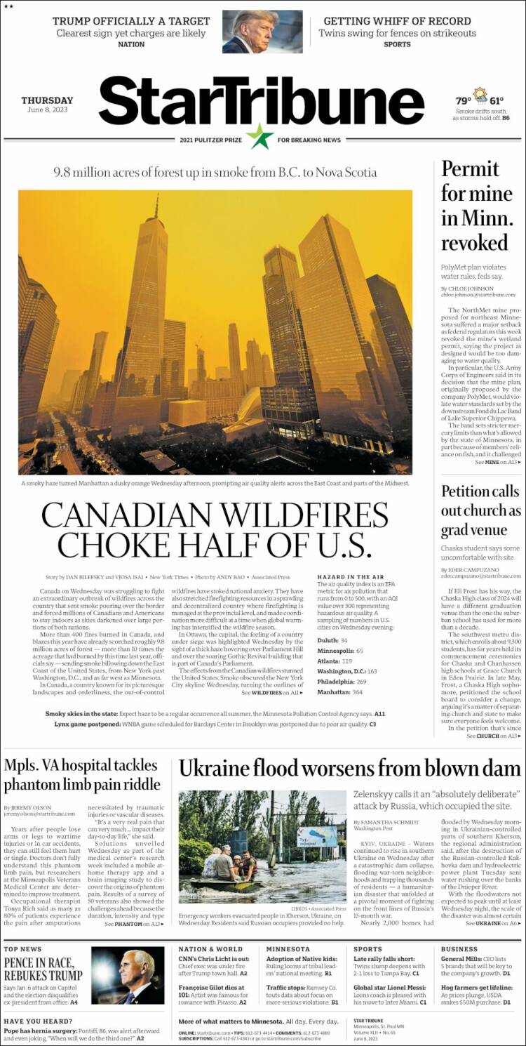 Portada de Star Tribune (USA)