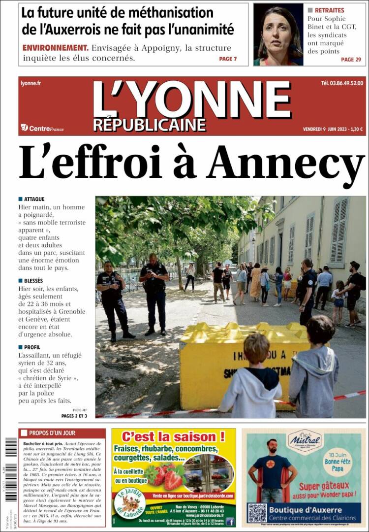 Portada de L'Yonne-Républicaine (Francia)