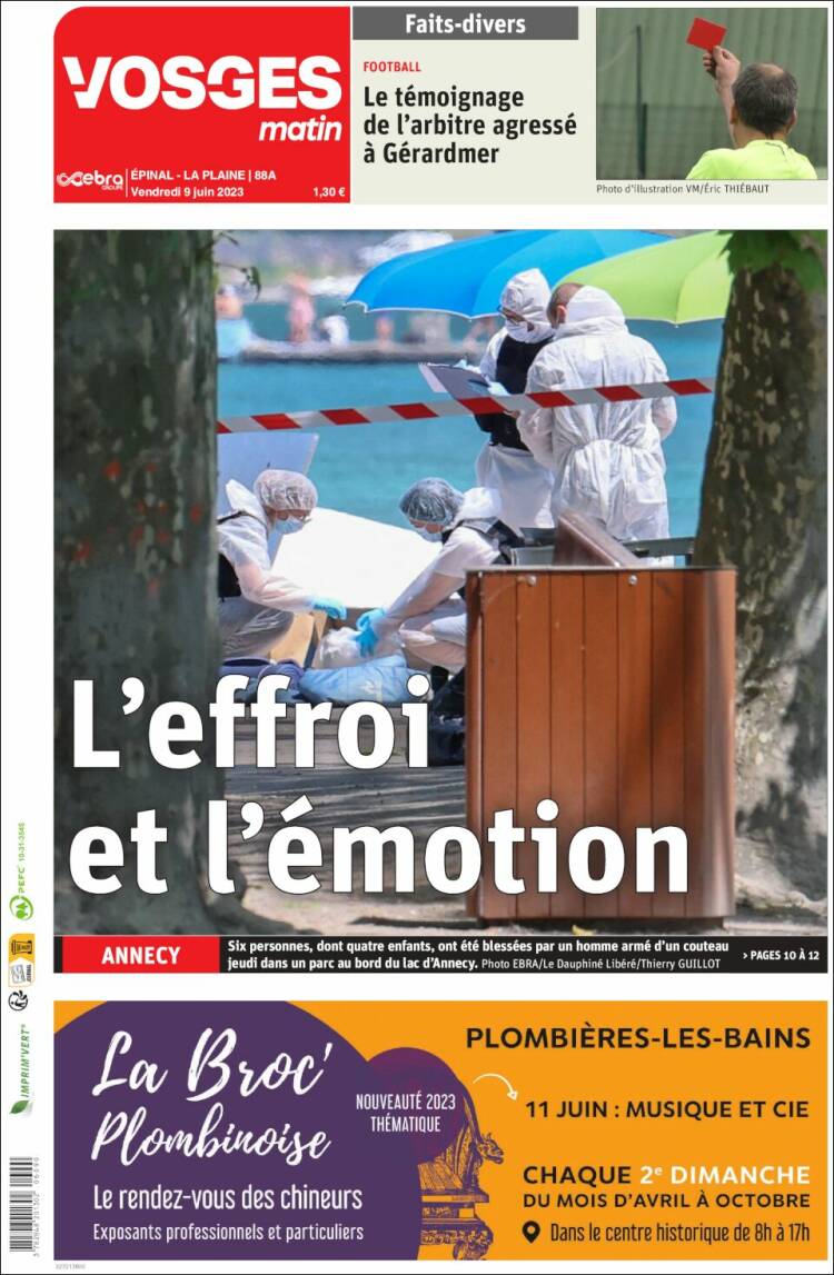 Portada de Vosges Matin (Francia)