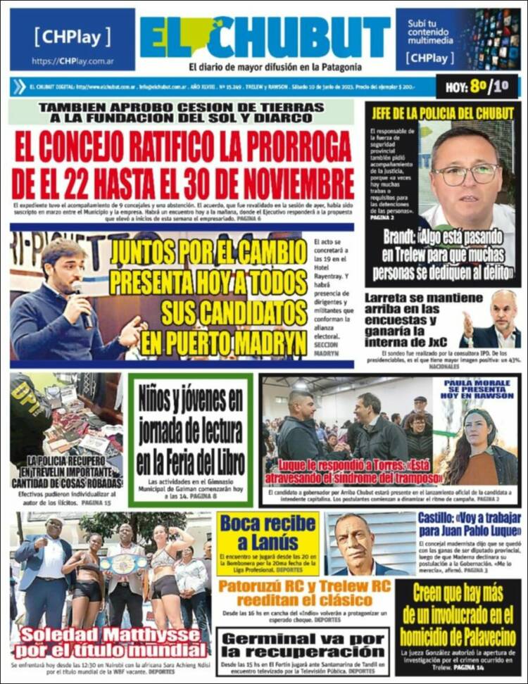 Portada de El Chubut (Argentina)