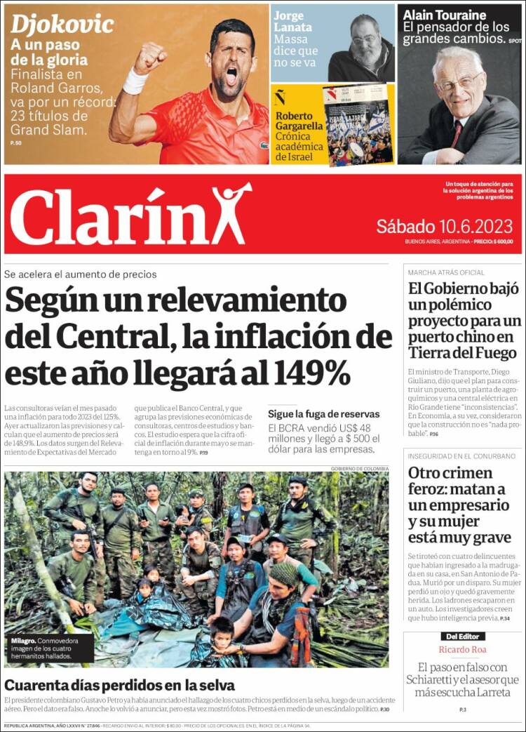 Portada de Clarín (Argentina)