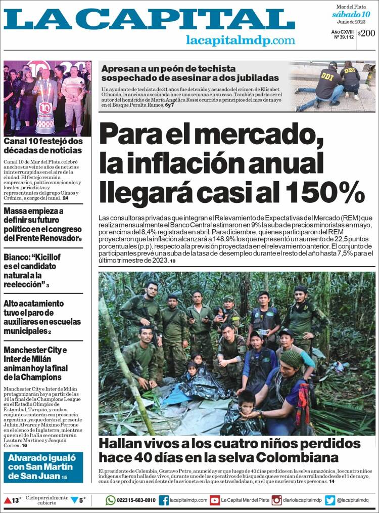 Portada de Diario La Capital - Mar del Plata (Argentina)