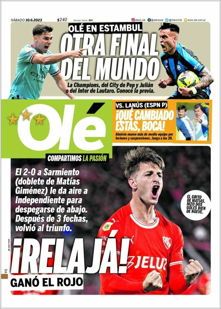 Portada de Olé (Argentina)