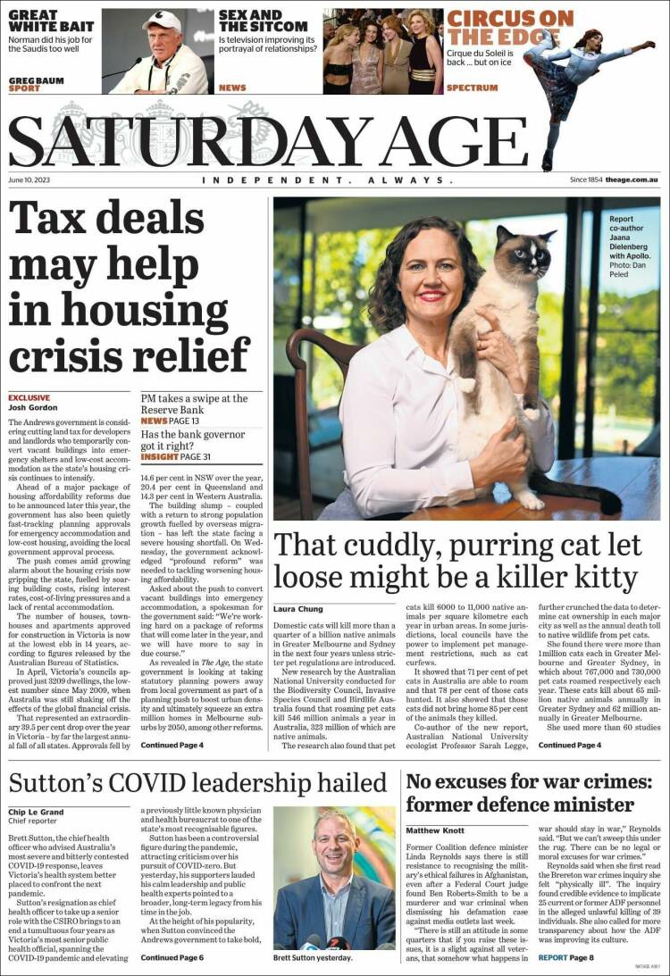 Portada de The Age (Australia)