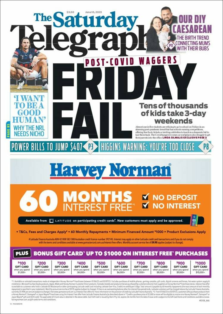 Portada de The Daily Telegraph (Australia)