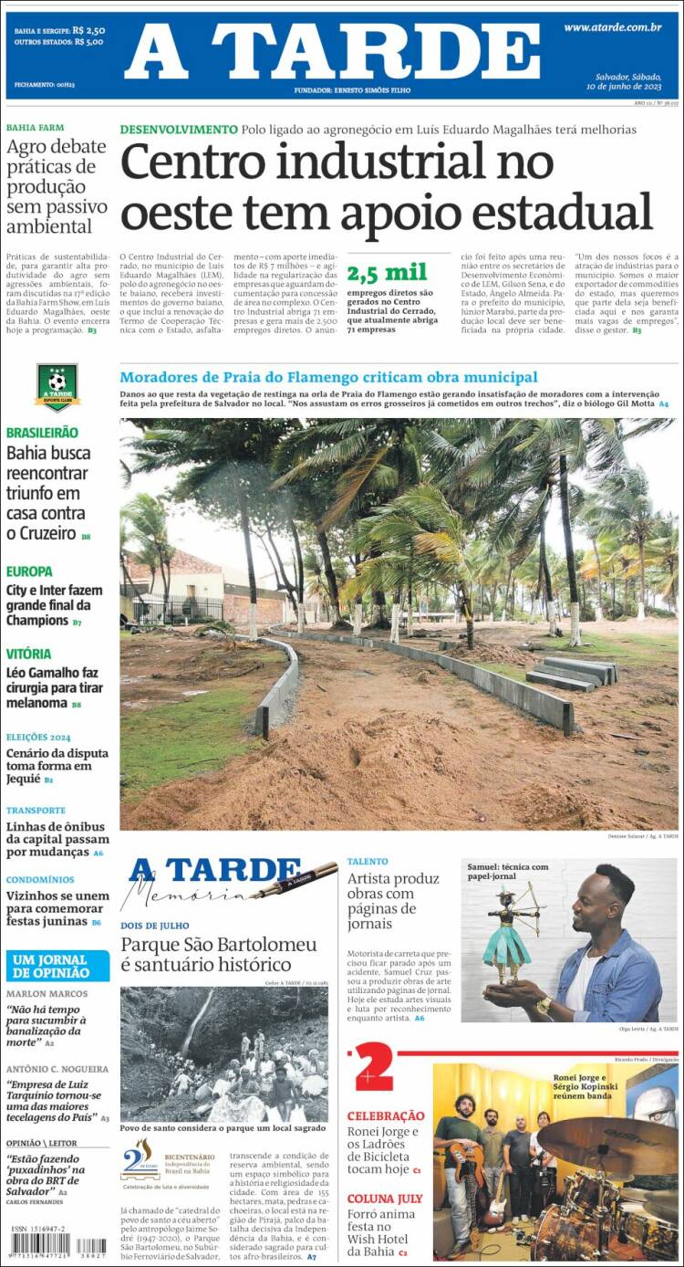 Portada de Diário A Tarde (Brasil)