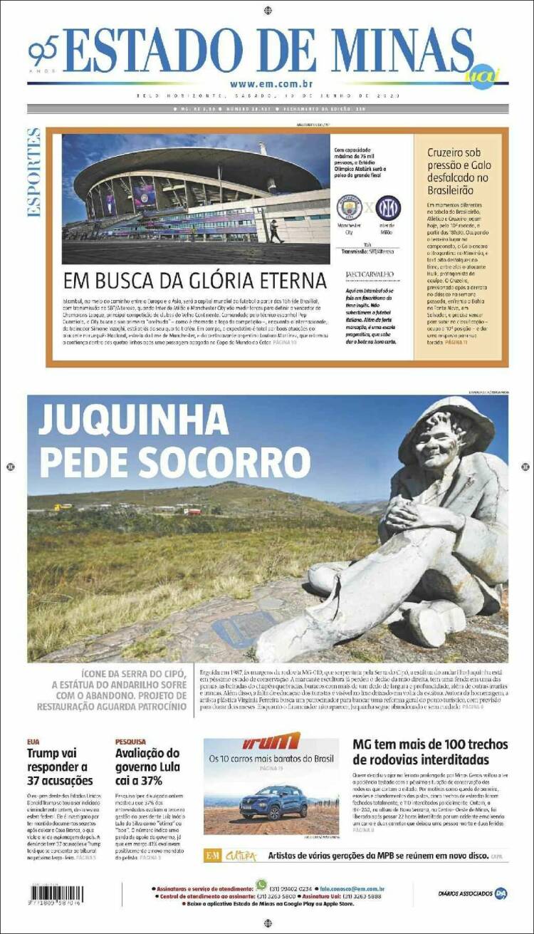 Portada de Jornal Estado de Minas (Brasil)