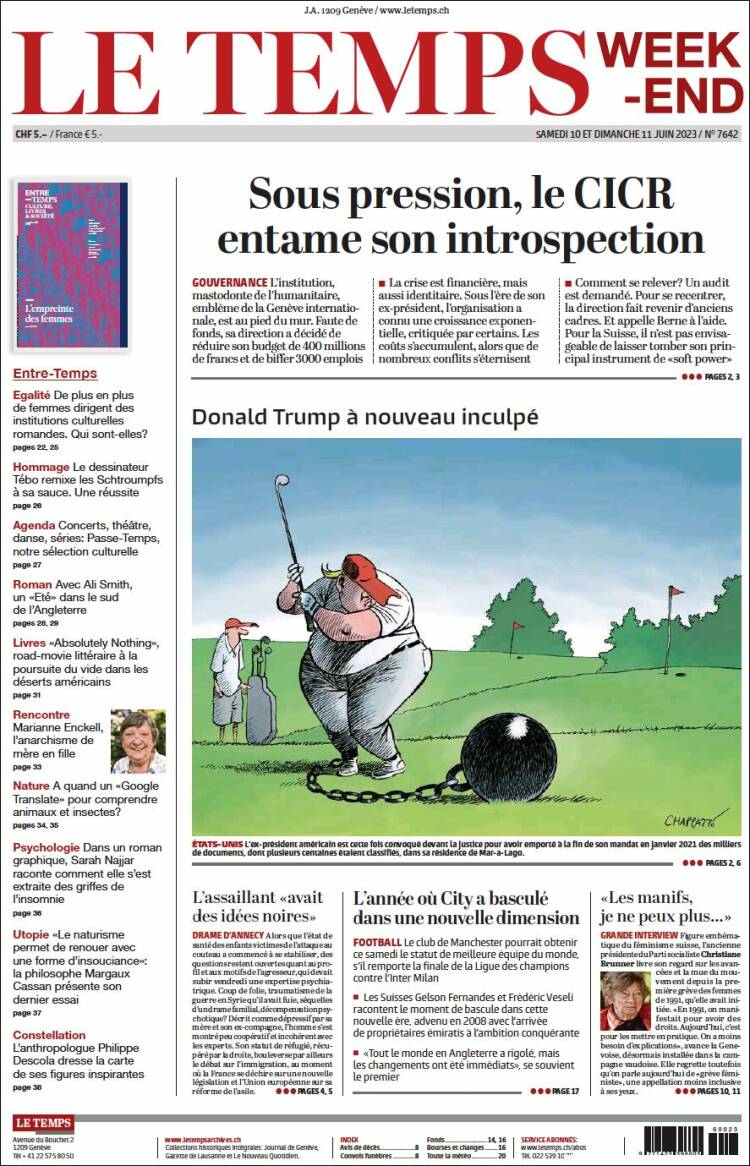 Portada de Le Matin (Suiza)