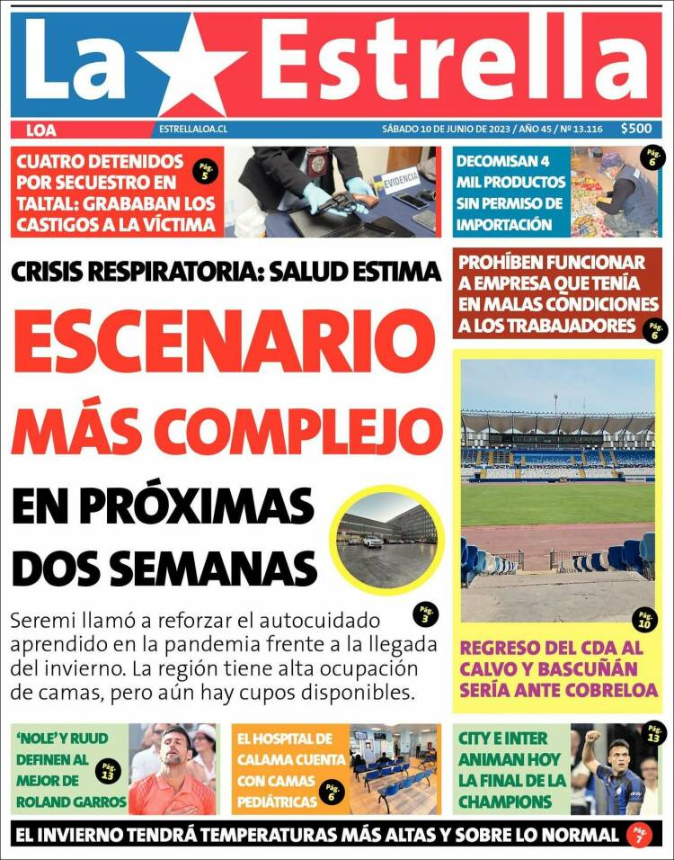 Portada de La Estrella de Loa (Chile)