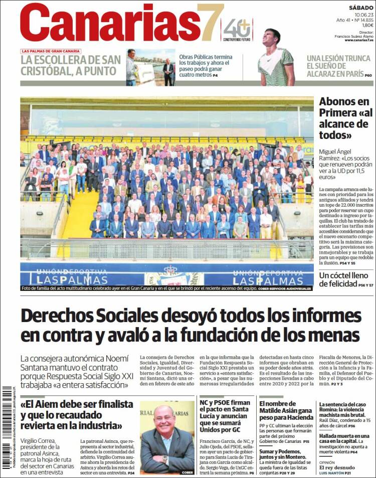 Portada de Canarias 7 (España)