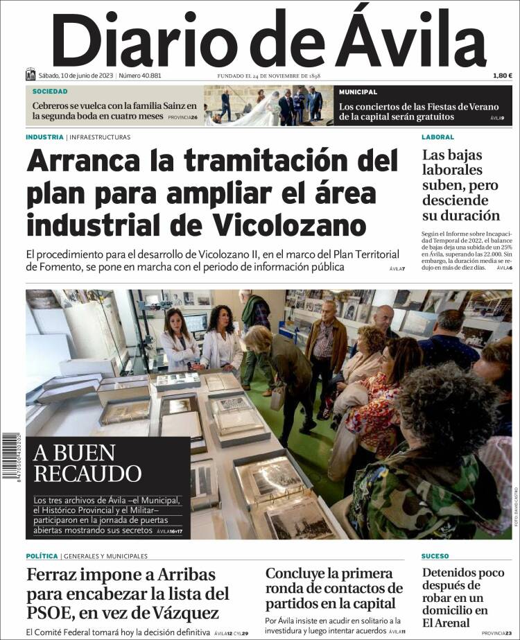 Portada de Diario de Ávila (España)