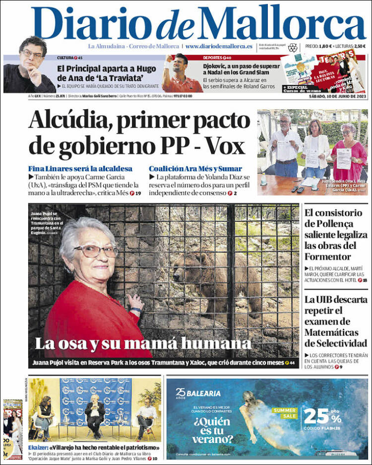 Portada de Diario de Mallorca (España)