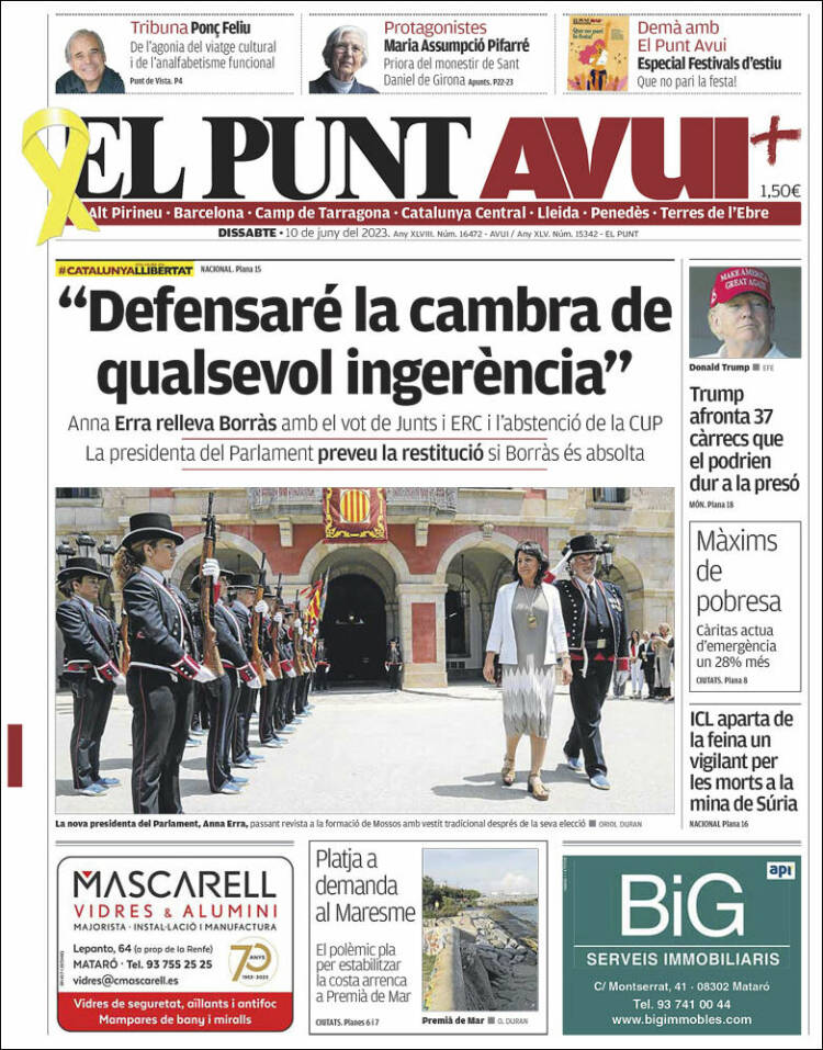 Portada de El Punt Avui (España)