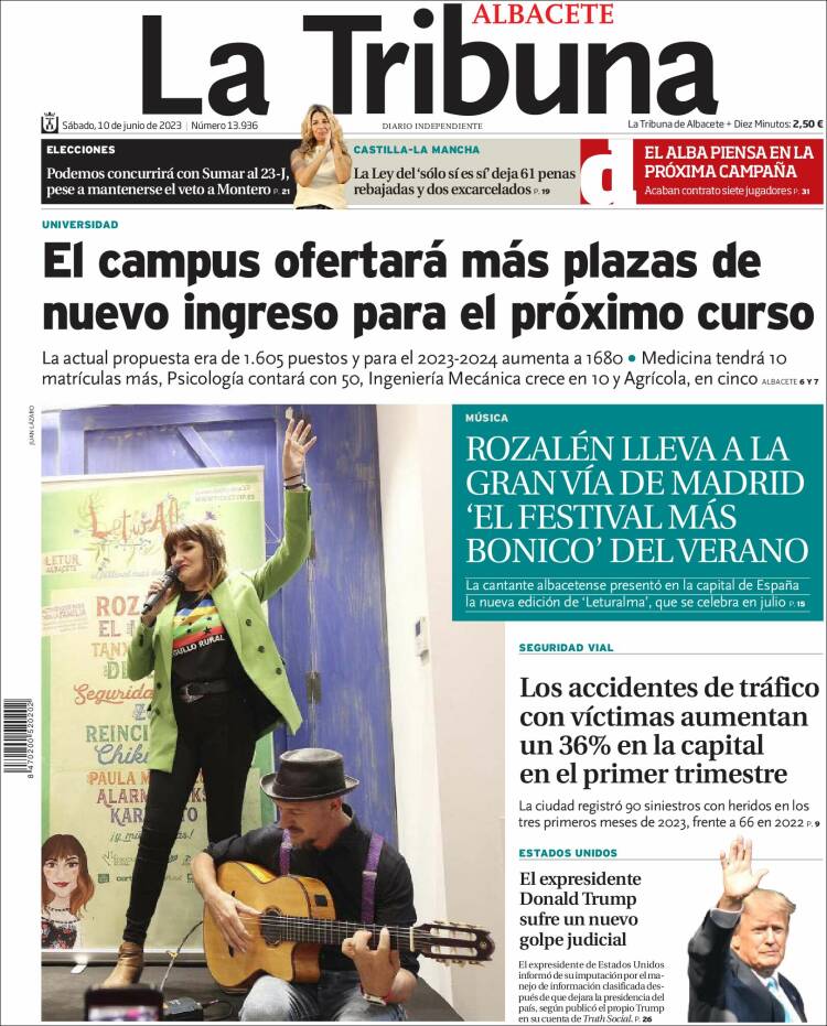 Portada de La Tribuna de Albacete (España)