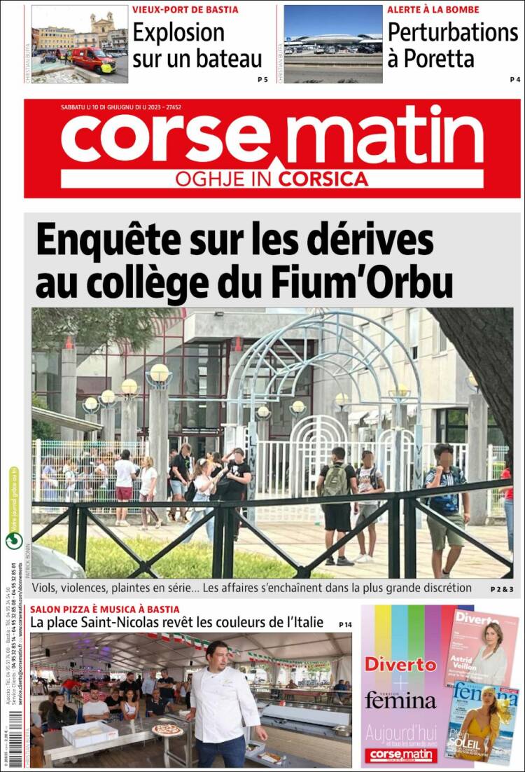 Portada de Corse-Matin (Francia)