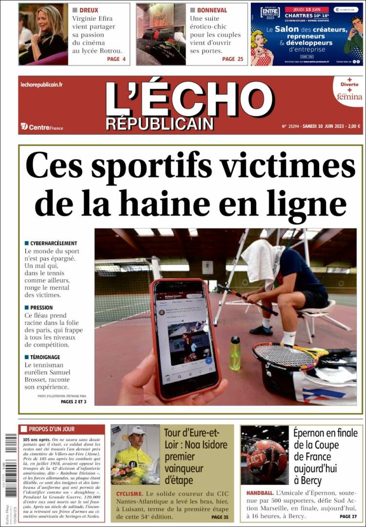 Portada de L'Echo Républicain (Francia)
