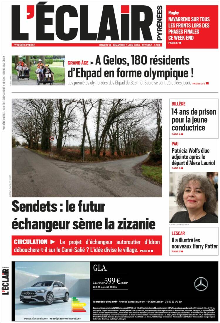 Portada de L'Eclair des Pyrénées (Francia)