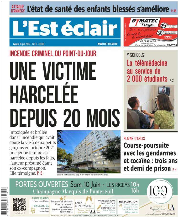 Portada de L'Est Eclair (Francia)