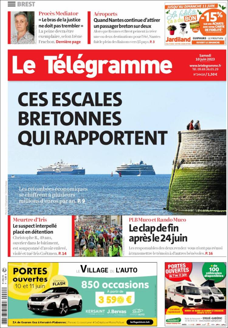 Portada de Télégramme (Francia)