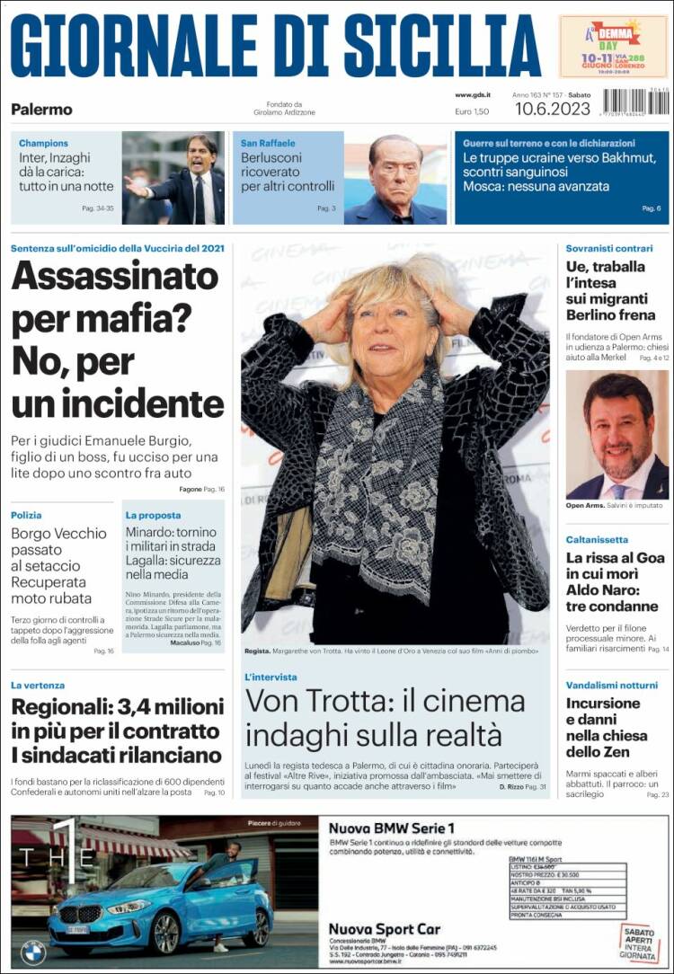 Portada de Giornale di Sicilia (Italia)