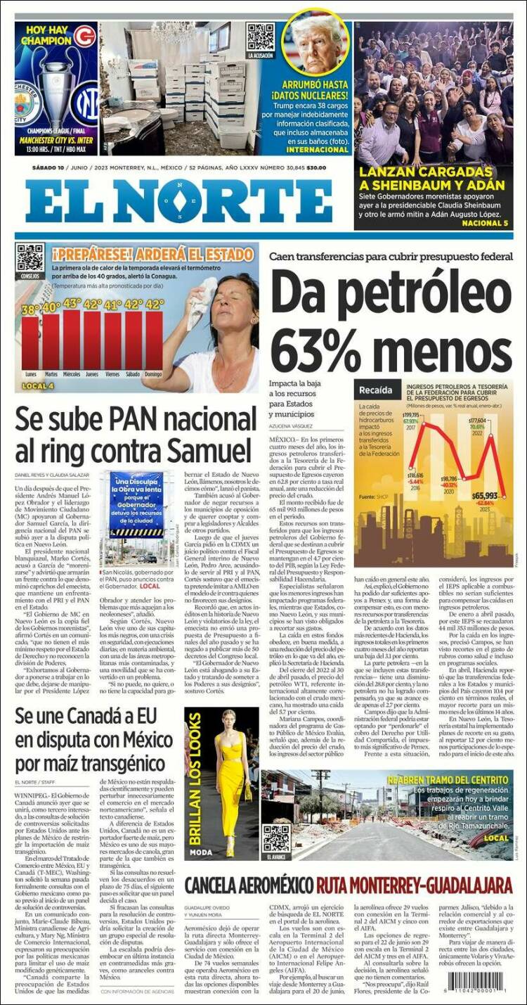 Portada de El Norte (México)