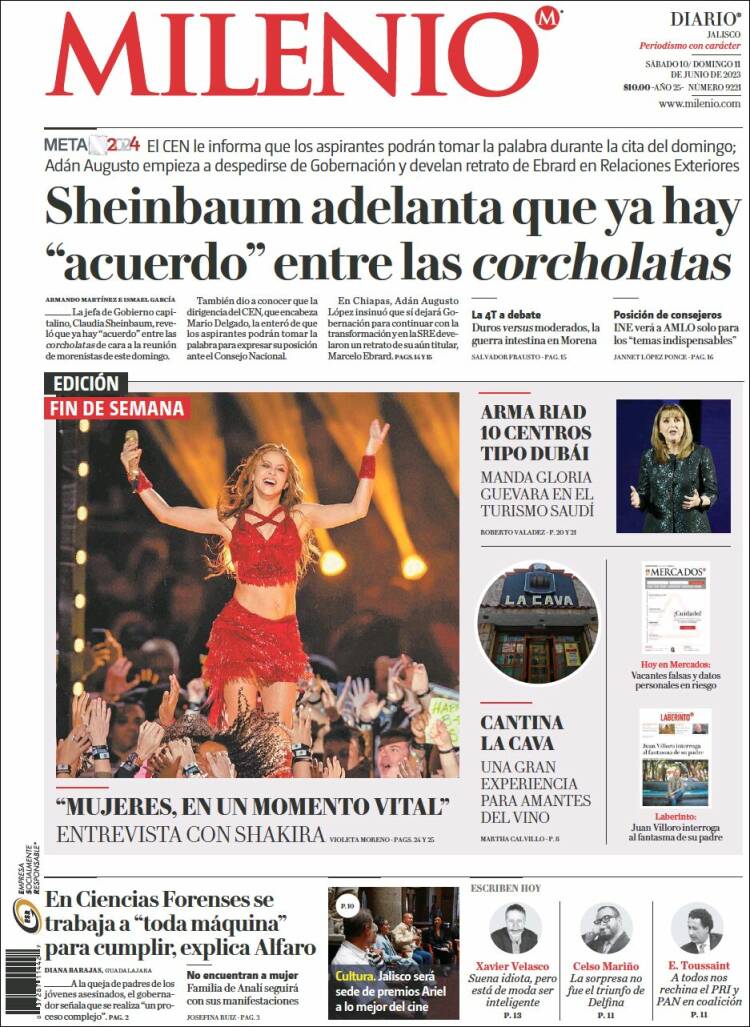Portada de Milenio - Jalisco (México)