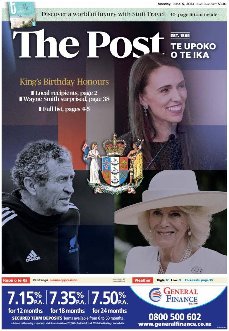 Portada de The Dominion Post (Nueva Zelanda)