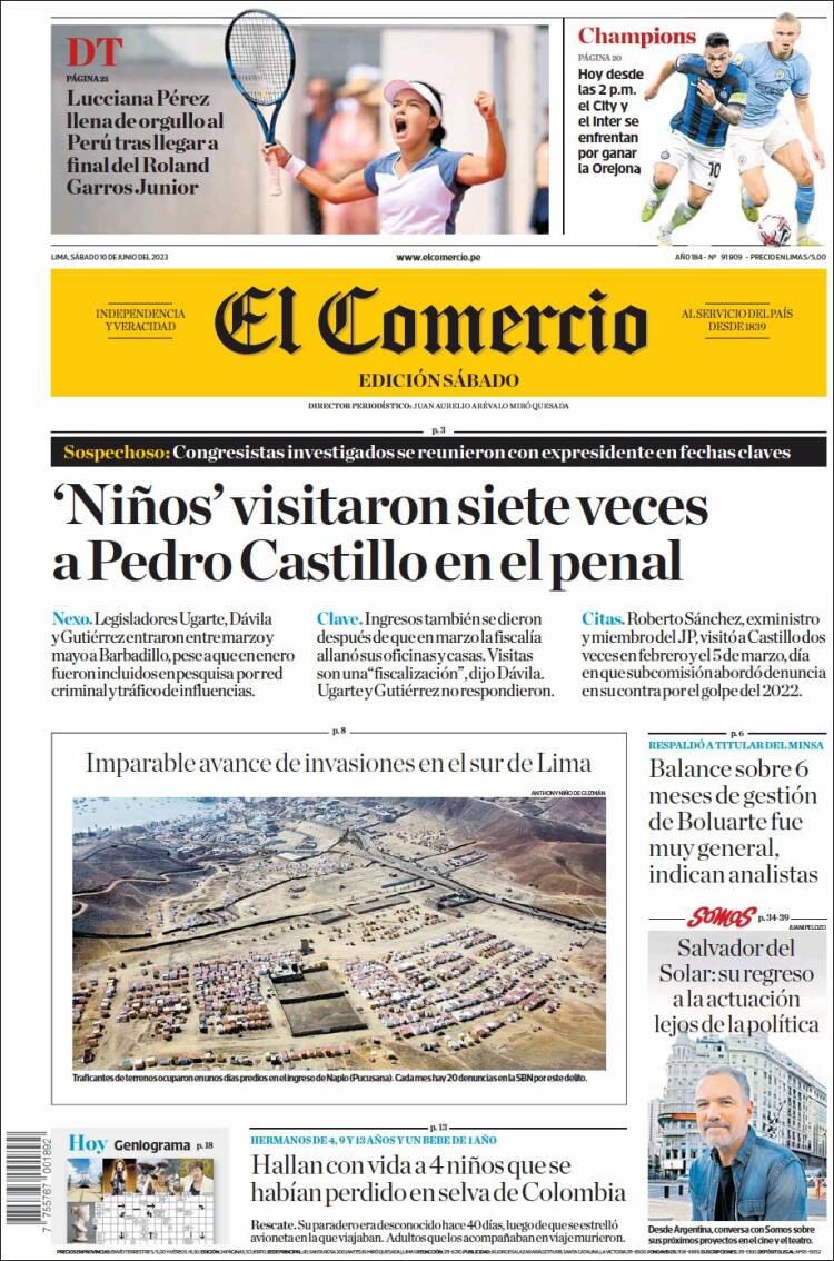 Portada de El Comercio (Perú)