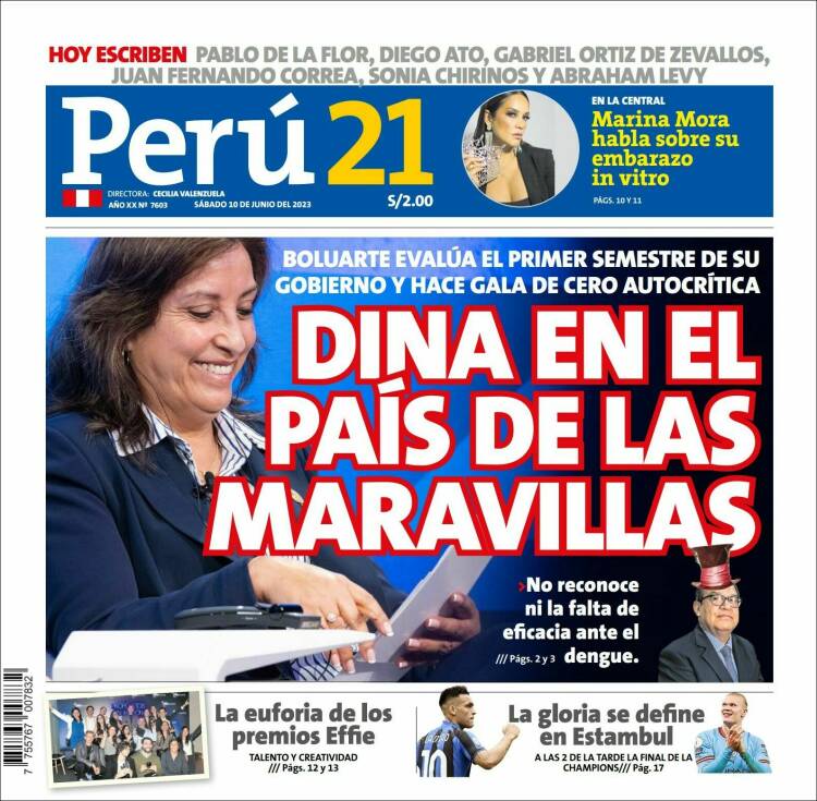 Portada de Perú 21 (Perú)