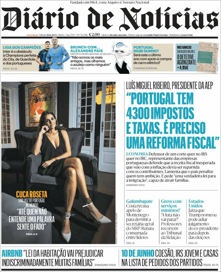 Portada de Diário de Noticias (Portugal)