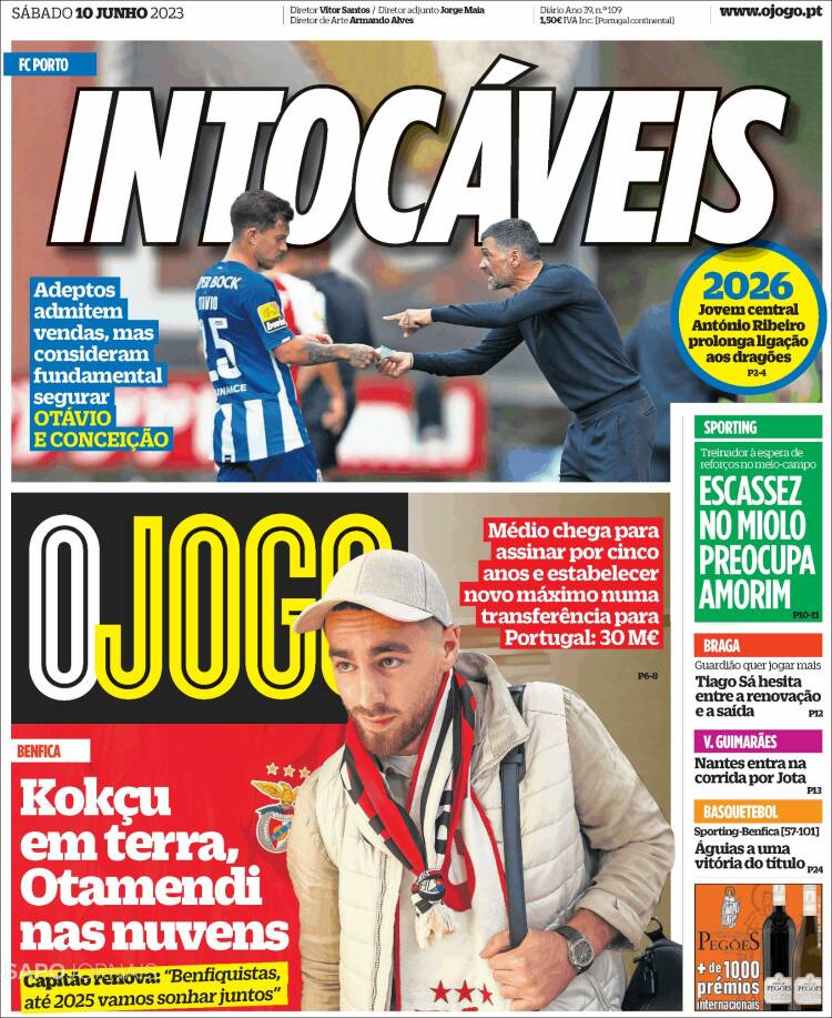 Portada de O Jogo (Portugal)