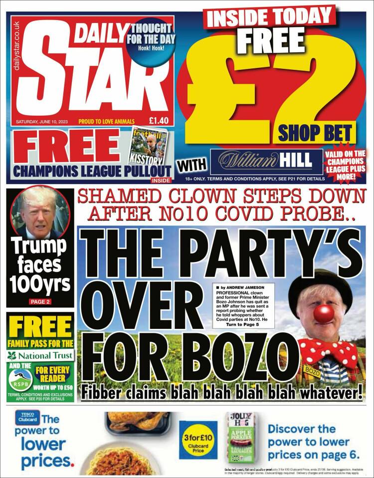 Portada de Daily Star (Reino Unido)