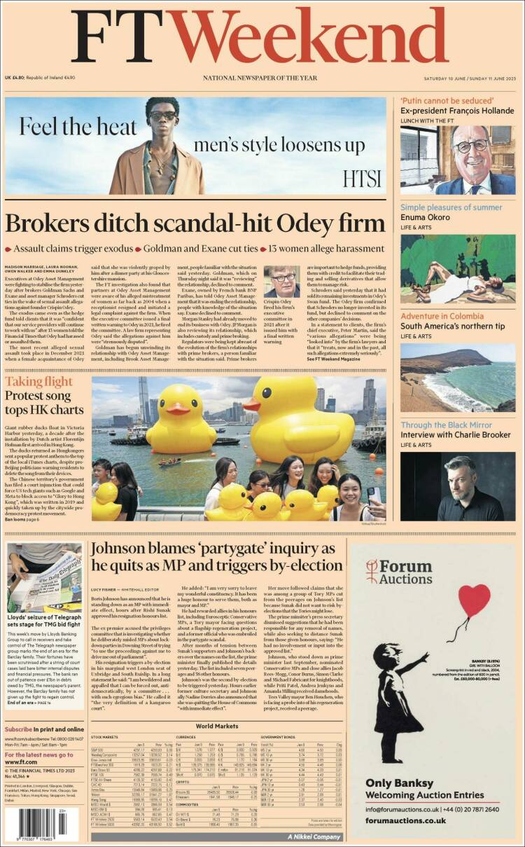Portada de Financial Times (Reino Unido)