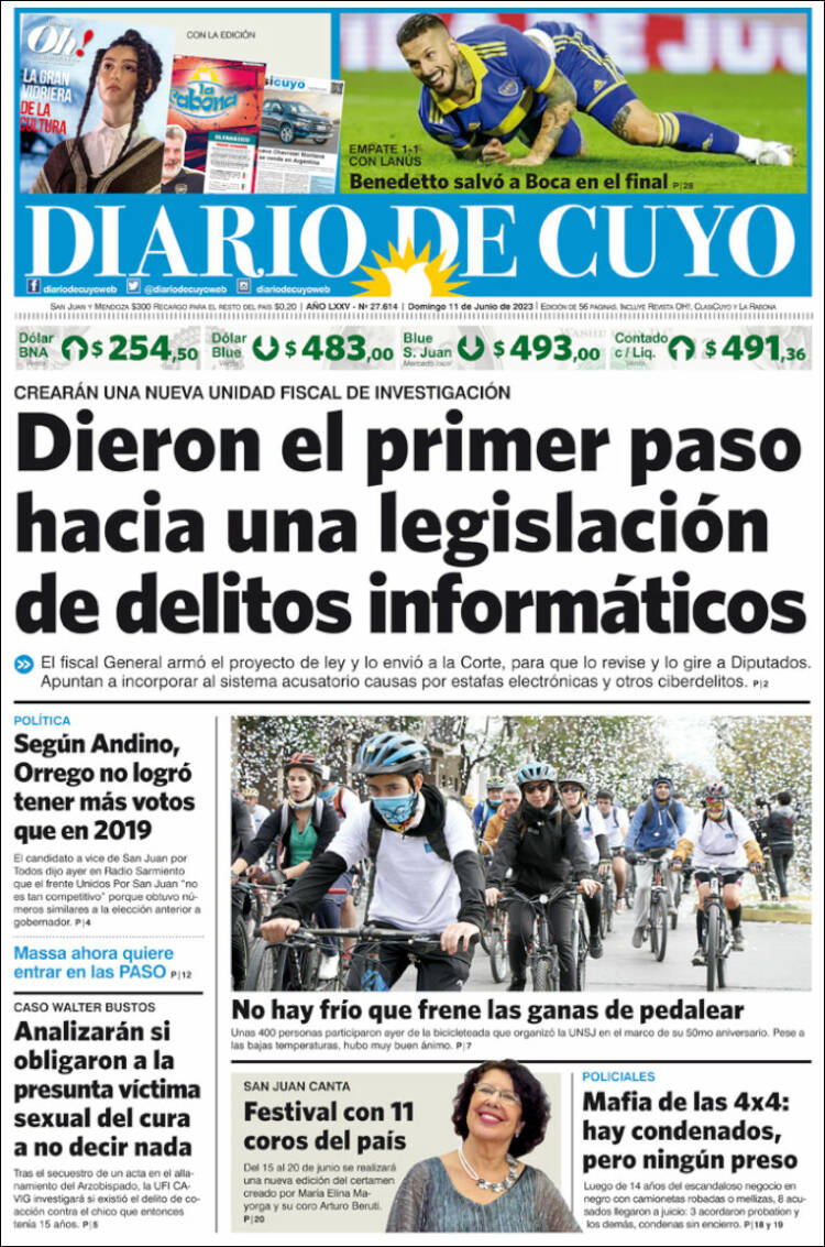 Portada de Diario de Cuyo (Argentina)