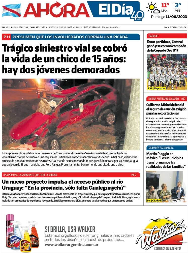 Portada de El Día de Gualeguaychú (Argentina)