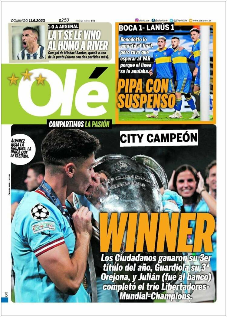 Portada de Olé (Argentina)