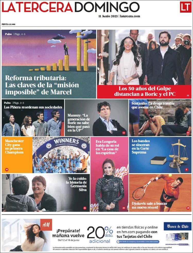 Portada de La Tercera (Chile)