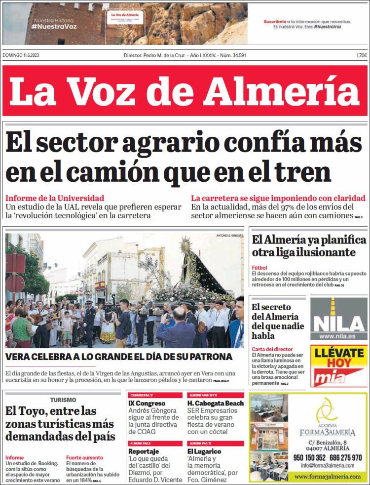 Portada de La Voz de Almería (España)